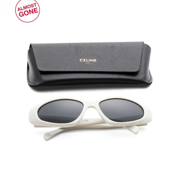 CELINE White 57mm Round Sunglasses - Picture 1 of 2